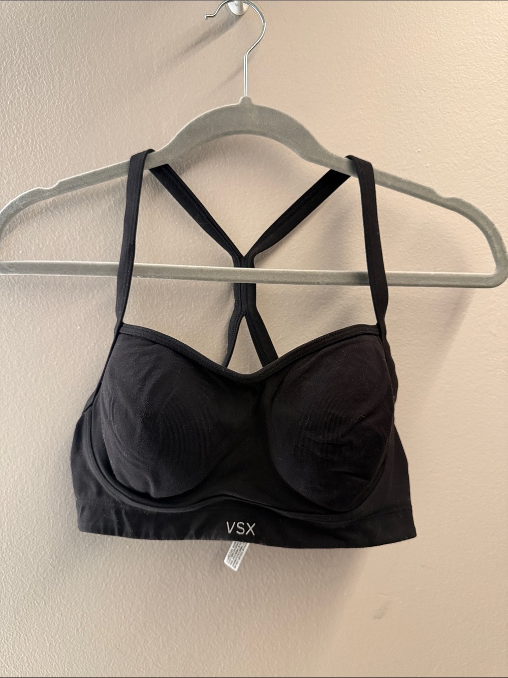 VSX Black Padded Sports Bra with Strappy Racerback